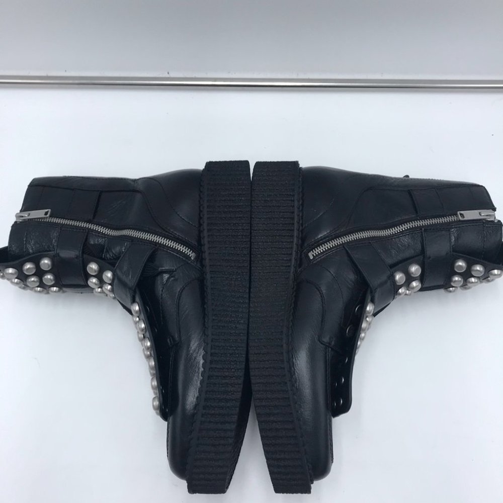 Marc by Marc Jacobs Black Leather Ankle Boots with Silver Studs - Picture 3 of 8